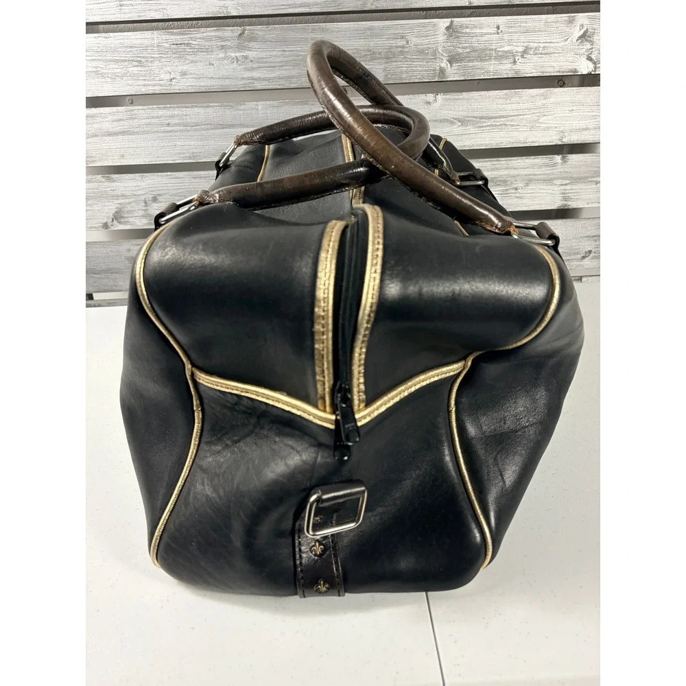 Vintage 70s Fleur De Lis New Orleans Saints Duffel Travel Bag Faux Leather NFL